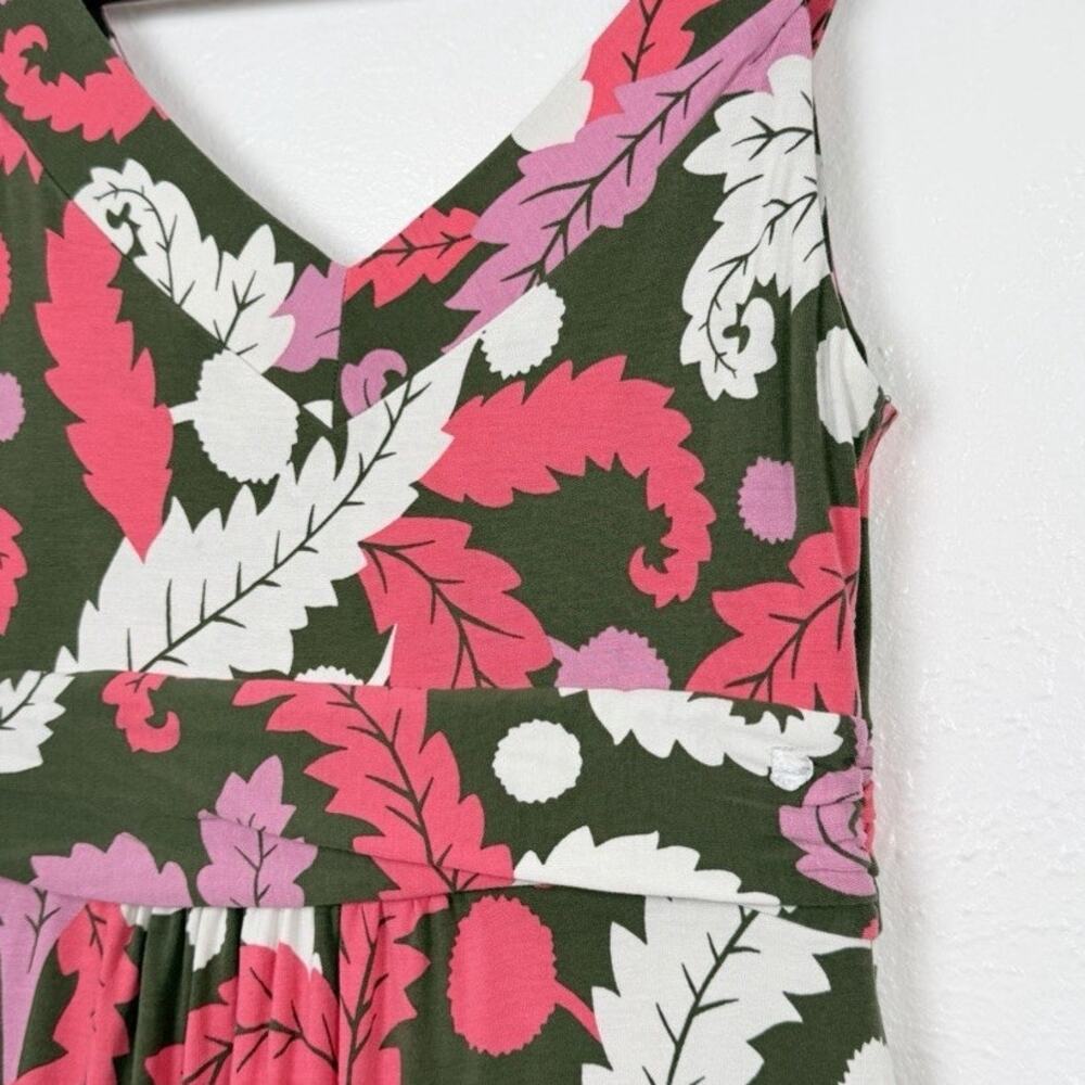 Boden Tropical Floral Twist Front Maxi Dress 6 P Olive Pink Sleeveless Resort - Picture 6 of 8